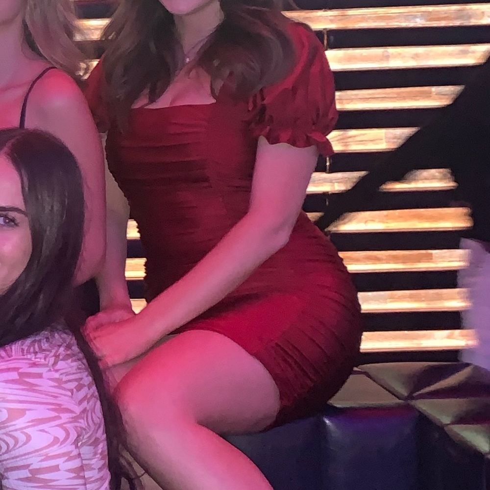 Privvy Red Body Con Cocktail Dress